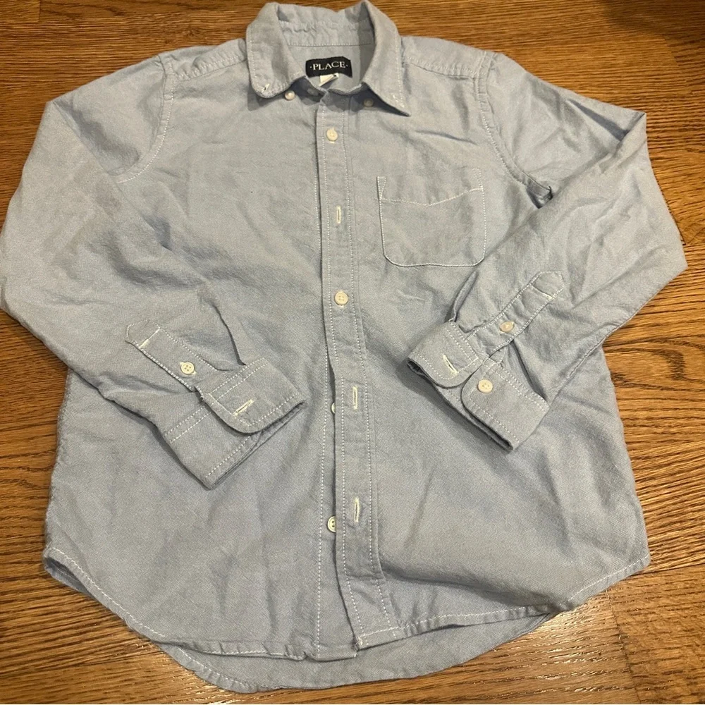 CHILDREN’S PLACE lot of 2 Boys Button Up long sleeves collared Shirts 7-8 School